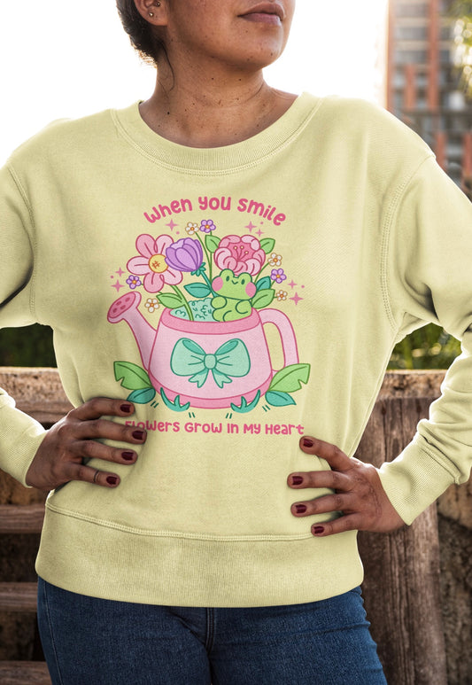 When you smile, flowers grows in my heart Crewneck Sweater
